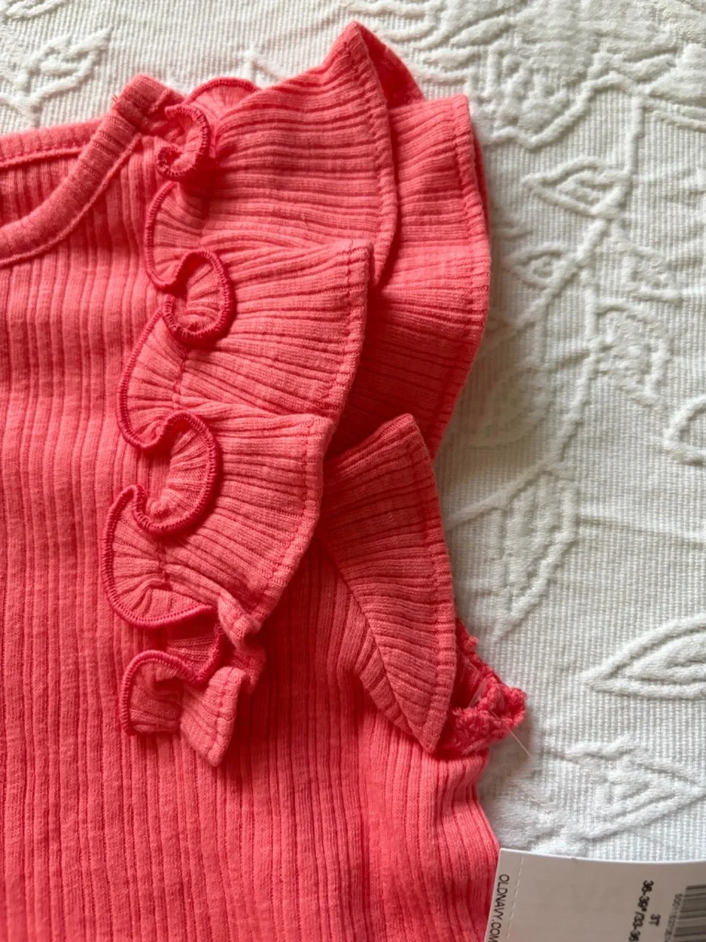 Old Navy Girls Coral Ribbed Tank with Ruffle Sleeves new 3T
